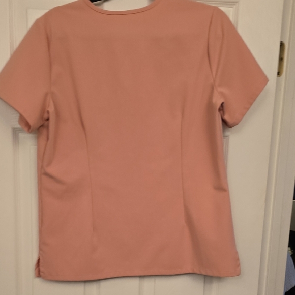 Figs Women's Pink V-Neck Short Sleeve Tee - Picture 3 of 3